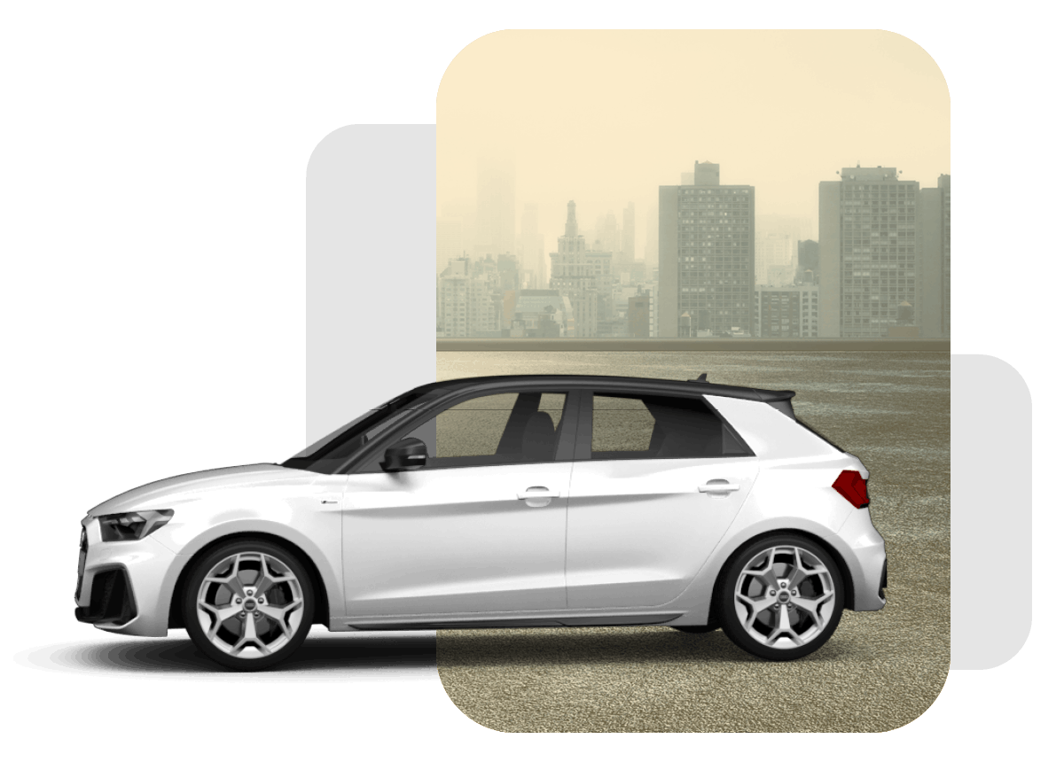 Weißer Audi A3 von der Seite