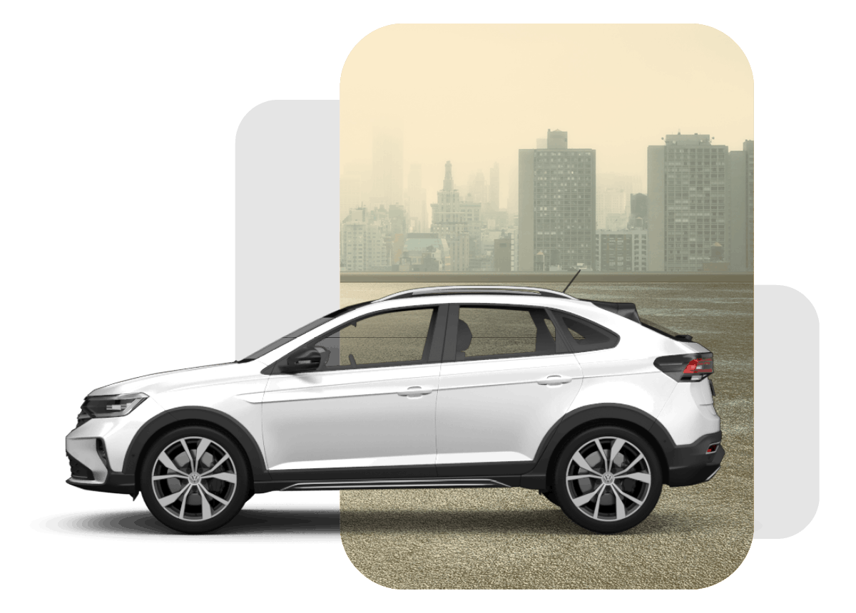 Weißer VW TAIGO von der Seite