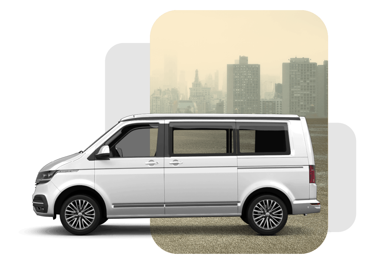 Weißer VW Caddy Nutzfahrzeug