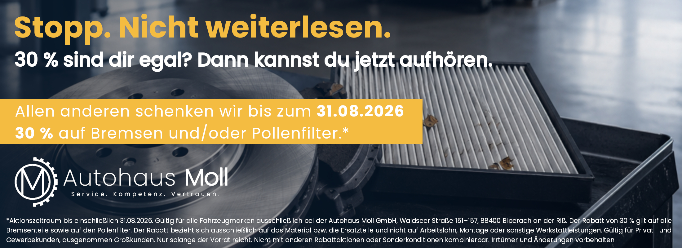 Rabattaktion Stopp nicht weiterlesen vom Autohaus