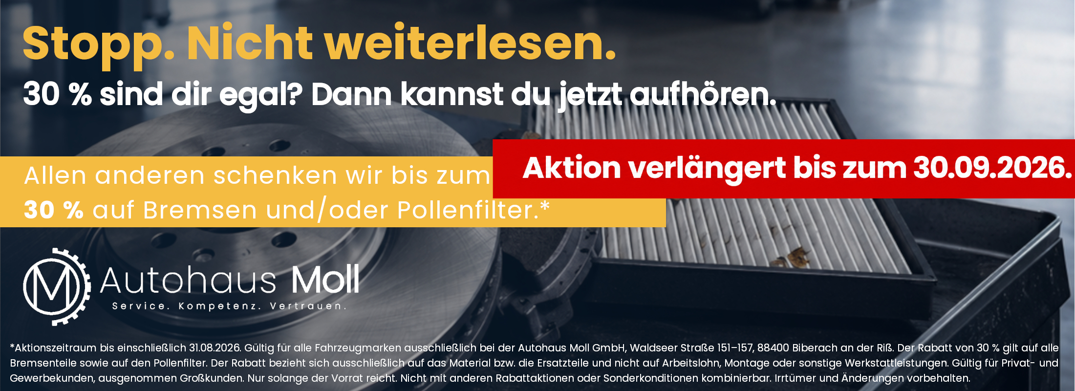 Rabattaktion Stopp nicht weiterlesen vom Autohaus
