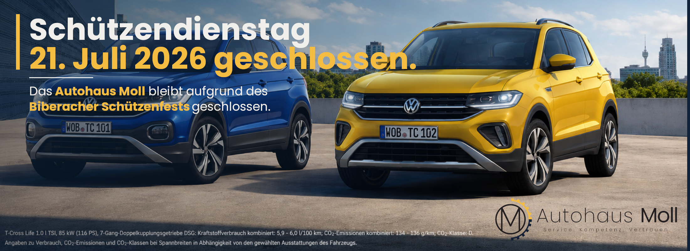 Es werden zwei Volkswagen T-Crossfahrzeuge angezei